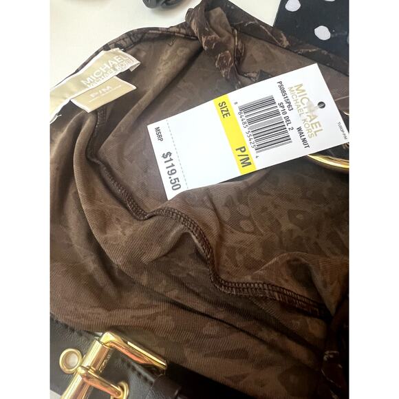 Michael Kors Cowl Neck Leather Strap Shift Dress Petite Medium New - Picture 4 of 4